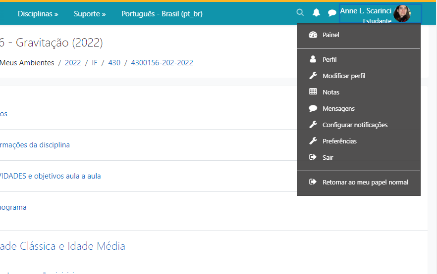 Introdução Ao Ambiente Moodle: O Seu Perfil | E-Disciplinas